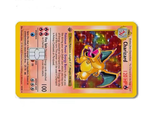 Pokémon Charizard 1. Edition ~ Kreditkarte Skin/Aufkleber einfache Installation ~ KLEINER CHIP - Bild 2 von 3