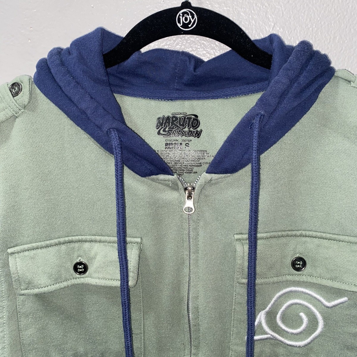 Naruto Shippuden Ripple Junction Hoodie Jacket Coat Zip Up Size Small