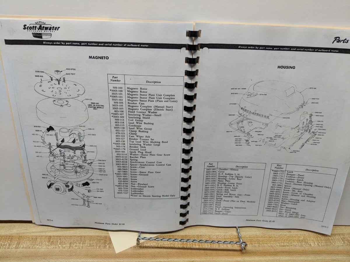 Scott-Atwater Outboard Motor Parts Catalog Manual 16 HP Bail-A