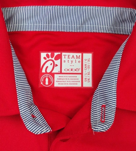 Chick-Fil-A Oobe Men's XL Red Employee Uniform Work Short Sleeve Polo Shirt - 第 2/8 張圖片