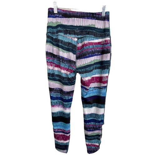Beyond Yoga Leggings Size L Teal Turquoise Maroon Pattern High Waist Yoga Pants - Picture 5 of 6