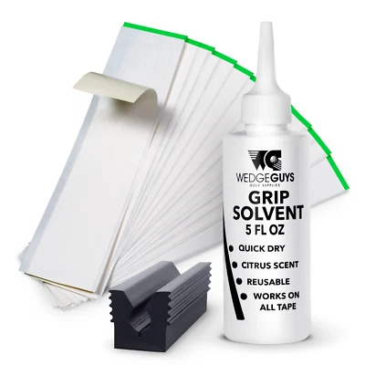 Golf Club GRIP KIT 8 Tape Strips, Solvent, Vise Clamp, Regrip 8 Golf Clubs