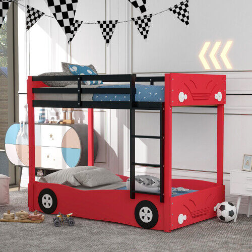 Car-Shaped Platform Bed Kids Bunk Bed Wooden Floor Bed Frames For Girls Boys  Red | Ebay