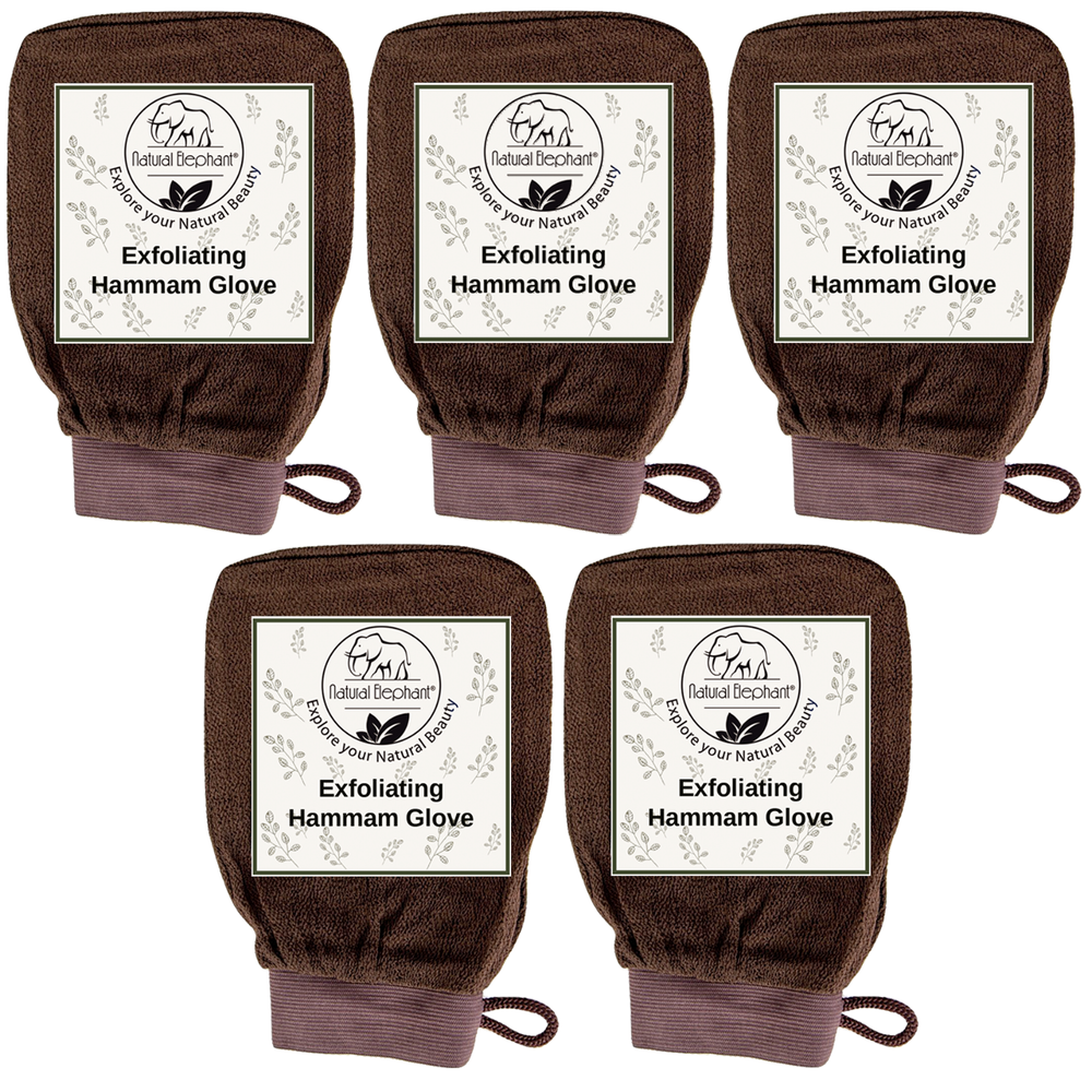 Natural Elephant Exfoliating Hammam Glove - Chocolate Brown Pack of 5