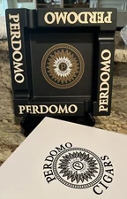Perdomo Cigar Ashtray Black & Gold logo Melamine 4 Finger Square 9.5" New w/Box