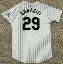 CARASITI size 44 #29 2024 Colorado Rockies HOME WHITE GAME USED JERSEY ISSUE MLB