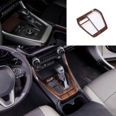 Cover Trim Console Gear Shift Frame For Toyota RAV4 2019-2023 Brown Wood Grain