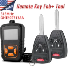2 Remote Key Fob 4 Buttons + Programming Tool for Jeep Patriot Wrangler Compass