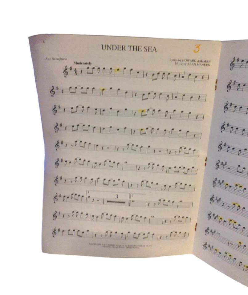 Vintage Sheet Music Book Alto Saxophone The Little Mermaid Disney Music - Image 3 of 3