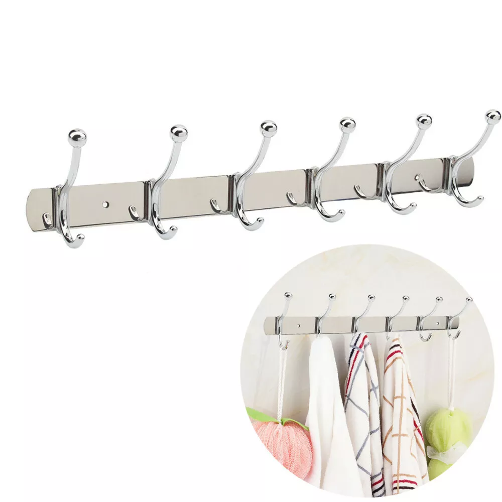 24 Pcs Adhesive Wall Sticky Hooks Hanger Holder Clothes Kitchen Non-Trace Set US