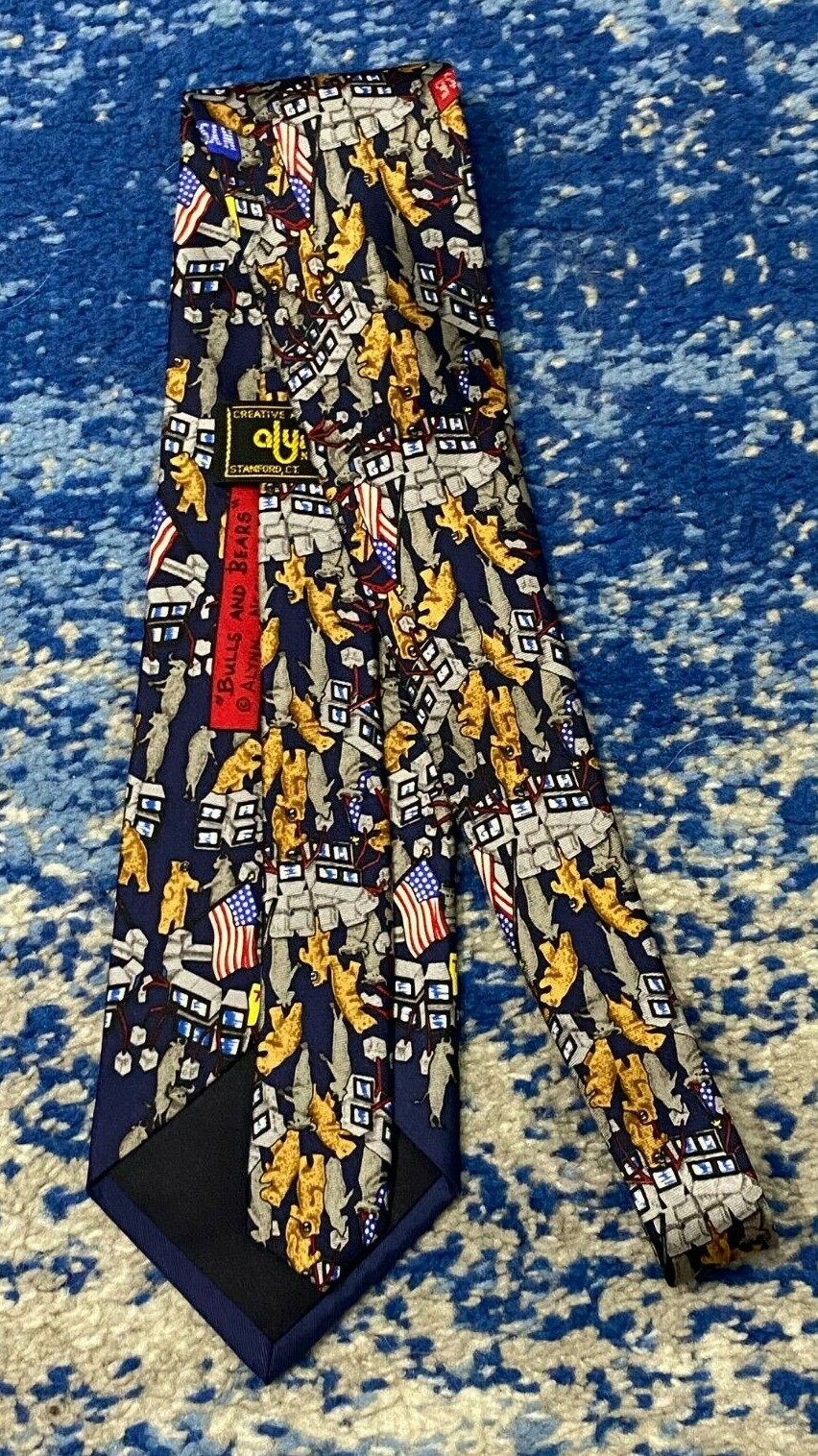 Alynn Bulls & Bears American Flag NYSE New York Stock Exchange Red Navy Necktie image 3
