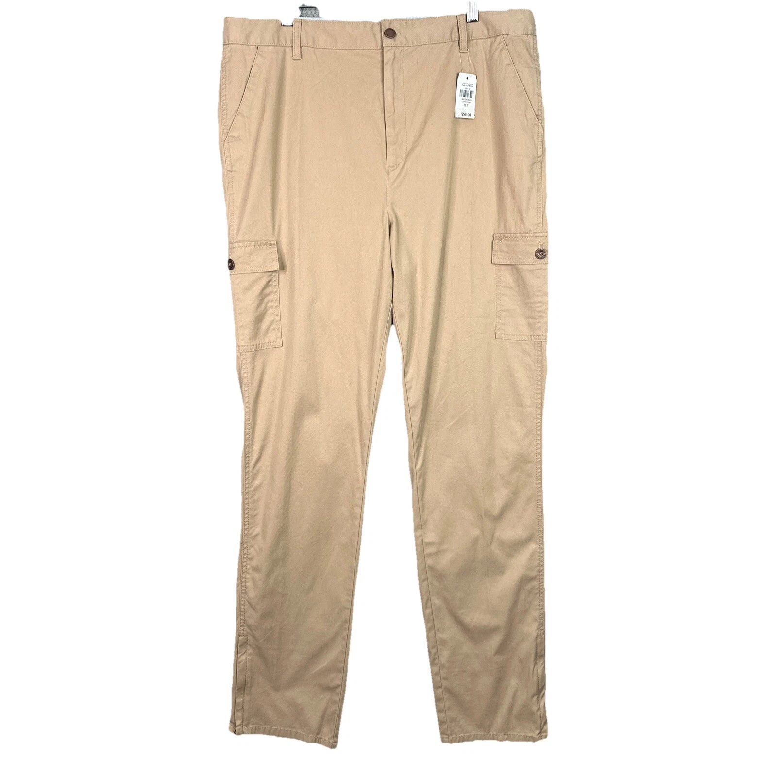 L.L. Bean Cargo Pants Womens 18 Tall Khaki Utility Hiking Outdoor NWT