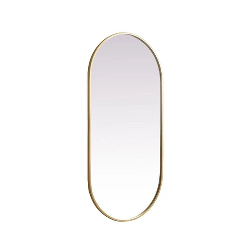 Elegant Decor Asha 24x48" Oval Modern Metal Wall-Mounted Mirror in Brass - Picture 1 of 11