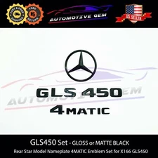 GLS450 4MATIC Rear Star Emblem Black Letter Badge Logo Set AMG Mercedes X166