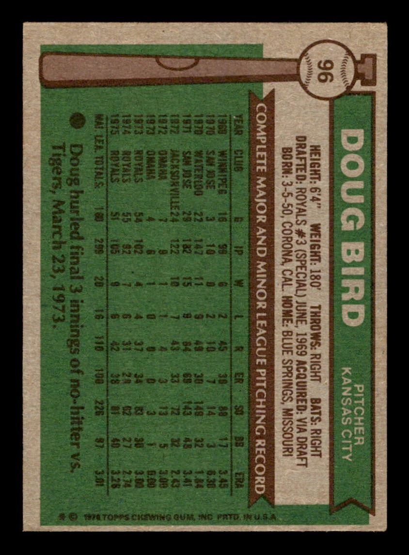 1976 Topps Baseball #96 Doug Bird VG/EX | eBay