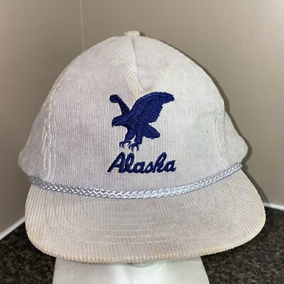 Vintage Corduroy Snapback Hat Alaska American Eagle Rope Cap VTG | eBay