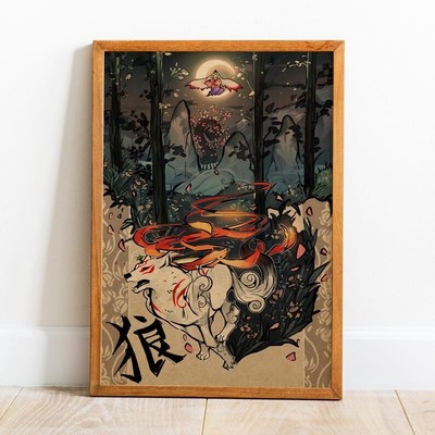 Okami Poster, Retro Print, Kraft Paper Prints, Home Decor, Game Poster 1