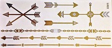 Flash Temporary Adhesive Tattoo Gold Silver 7 Pieces Bracelet Chain Foot L22 WoW