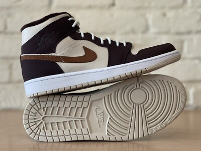 womens air jordan 1 mid cream dark chocolate
