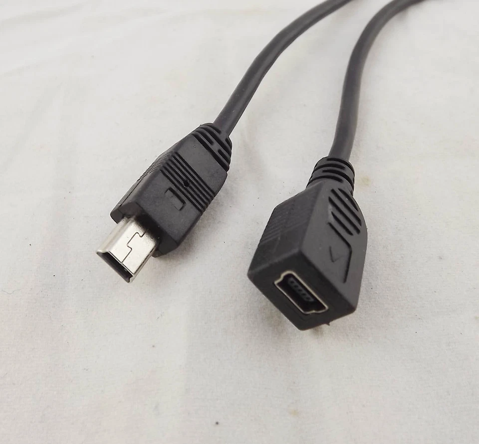 Mini USB B 5 Pin Male Plug To Female Jack Data Extension Adapter Lead Cord Cable - Image 2 of 4