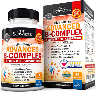 Vitamin B Complex with Vitamin C for Maximum Absorption - Methylcobalamin B12 &