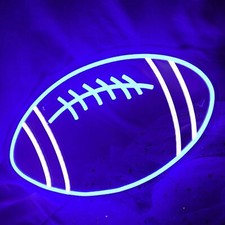 Blue Football Neon Signs for Wall Decor, Rugby Led Neon Lights 15.7''X 9.5'' ...