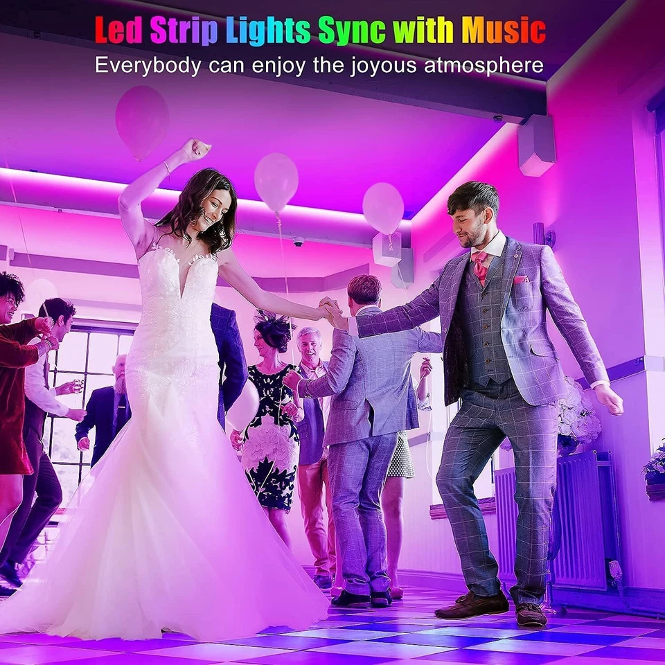 LED Strip Lights 50ft Music Sync Bluetooth 5050 RGB Room Light with Remote - Image 2 of 4