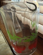 Vintage anchor  Hocking 1950's "Fruit" Pitcher. Nostalgic Red Cherry Design.