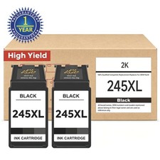 2PK PG-245XL Black Ink Cartridge Compatible for Canon PG245 XL MG2525 3022 MX490