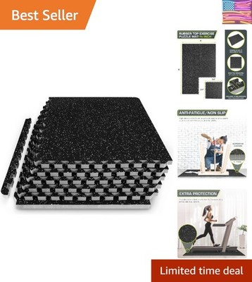 Anti-Slip Rubber Top Gym Puzzle Mat - 24x24 Inch EVA Foam Interlocking Tiles
