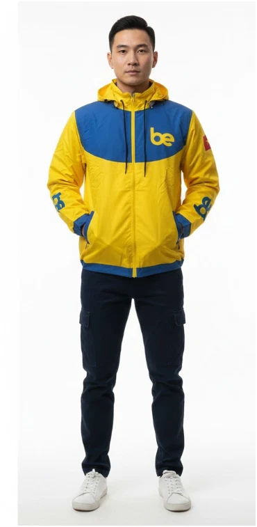 Be Yellow Full Zip Hooded Windbreaker Jacket Size 3XL Official New