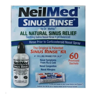 NeilMed Sinus Rinse Allergy Original Kit, Squeeze Bottle - 60 Sachets