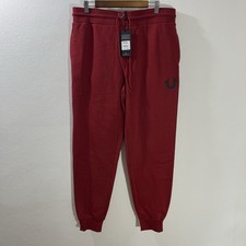 True Religion Core Jogger Fleece Drawstring Pants Unisex Size Large Red Dahlia