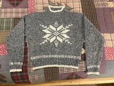 Vintage Liz Wear Snowflake Gray/Ivory Wool Blend Sweater S/P EUC