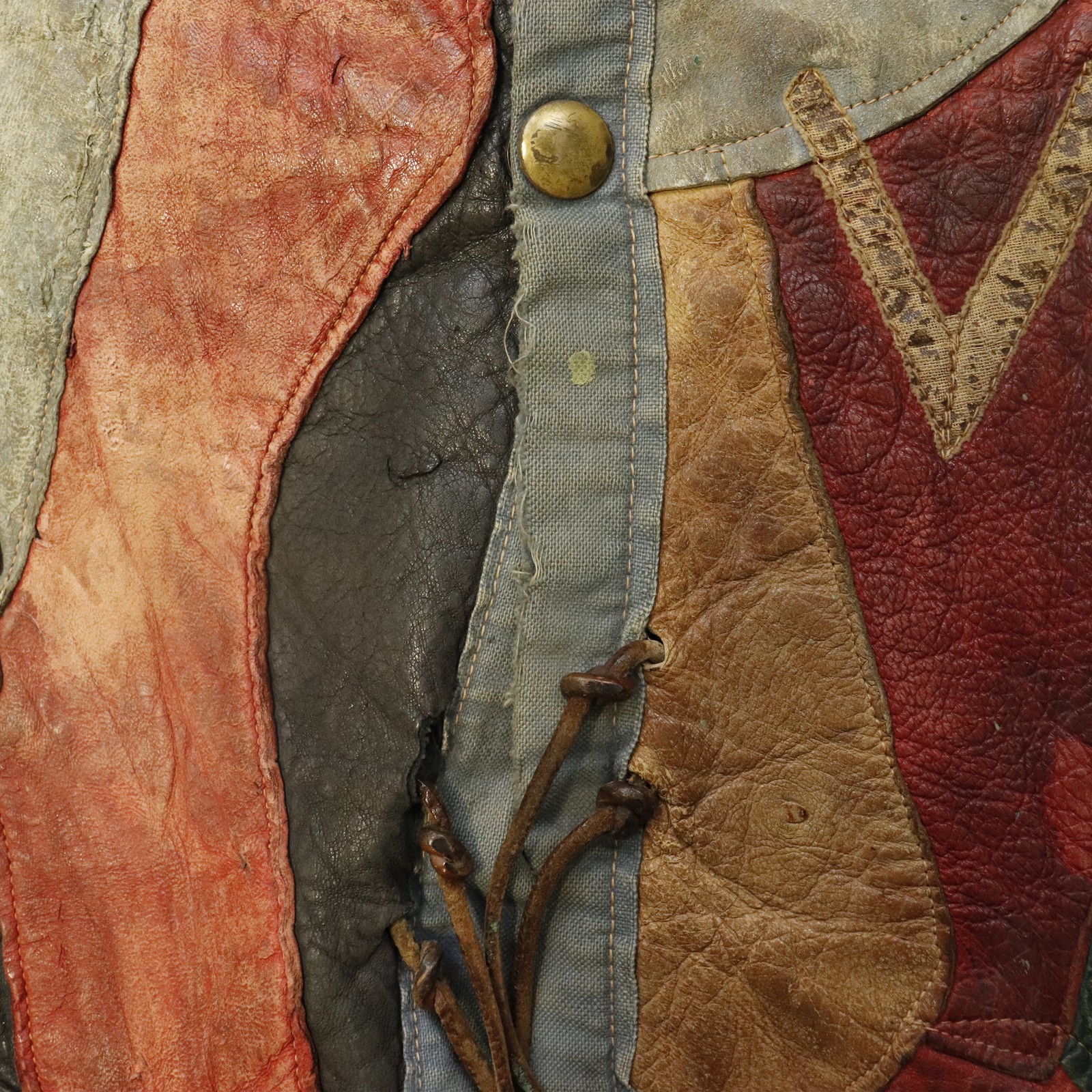 Vintage 60s Patchwork Leather Hippie Vest Custom Folk Art Piece RARE image 4