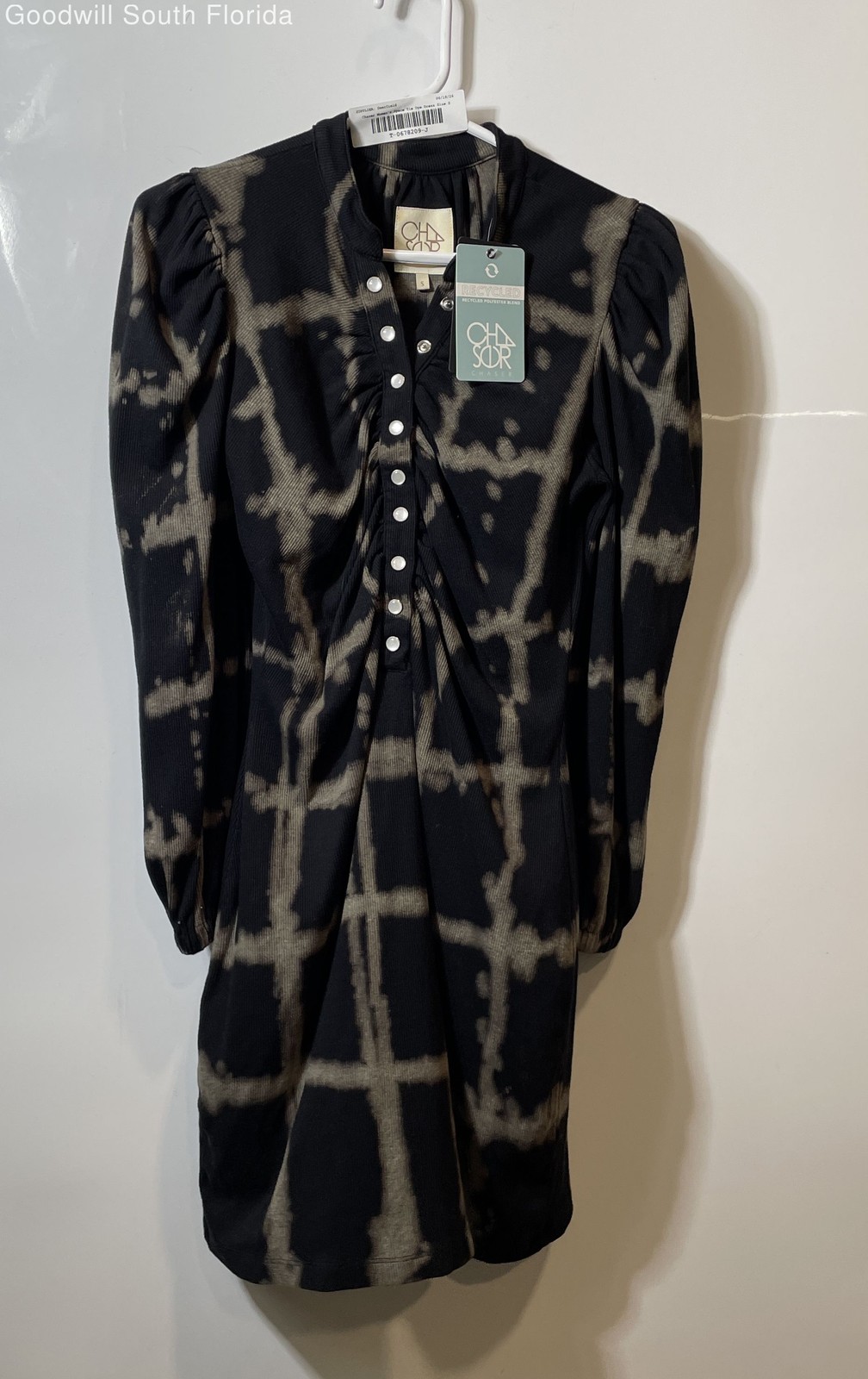 Chaser Womens Black Space Tie Dye Long Sleeve Sheath Dress Size S With Tags