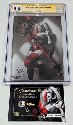 HARLEY QUINN: BLACK  WHITE REDDER FOIL ED CGC 9.8 SIGNED BY WARREN LOUW LTD 500