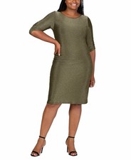 24seven Comfort Apparel Mini Party Dress Elbow Gold Black Plus Size 2X $99