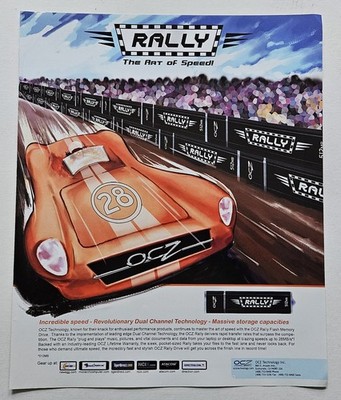 OCZ Rally Flash Memory Drive Vintage Print Ad The Art of Speed 2005