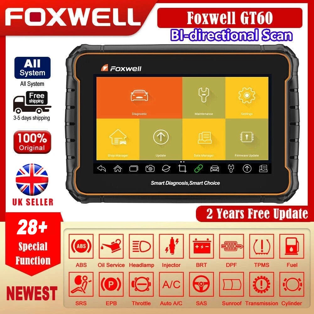 FOXWELL GT60 OBD2 Bidirectional Scanner All System Diagnostic Tool Active Test