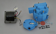 V8 Chevy Gm Clear Hei Large Distributor Cap Rotor Kit Sbc Bbc 327 396 454 Blue