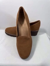 Never Worn! Vionic WILLA WEDGE Toffee Brown Suede Casual Loafers Size 8.5 M