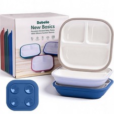 8'' Toddler Porcelain Plates with Silicone Suction Sleeves, Lead  BPA Free, ...