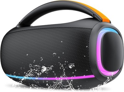 Bluetooth Lautsprecher mit Licht, 80W Musikbox Bluetooth, Dualen Bass, AUX, TF