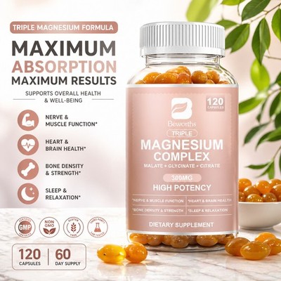 Magnesium Complex 300mg 120 Capsules   Sleep Aid, Muscle Recovery, Heart Support