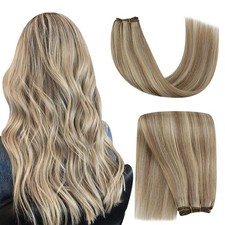 Extensiones de cabello para coser cabello humano real tejido de doble trama cabello Remy grueso 16-28 pulgadas
