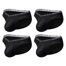 1,4 Pack Mens Briefs Low Waist Bikini Panties Pouch Breathable Mesh Underwear