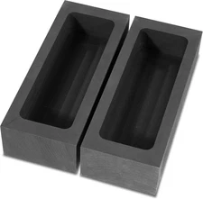 2-Pack Graphite Ingot Molds – 5x2" Exterior, 1.38x4.13" Interior, Metal Casting
