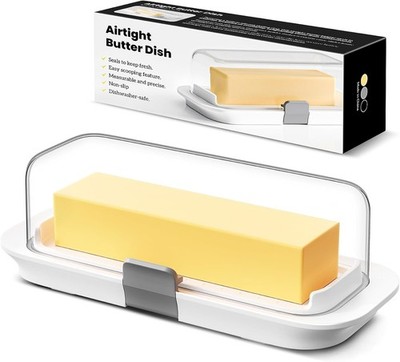 Butter Dish W/ Lid Countertop & Refrigerator Door Shelf Airtight Butter Keeper