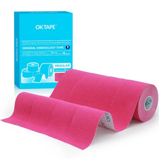 OK TAPE Kinesiology Support Tape Cotton Elastic Sport 5cmx5m Uncut 4 Rolls Pink 0.95 per metre